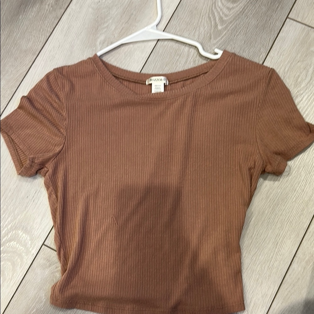 Forever 21 Brown Fitted Short Sleeve T-Shirt